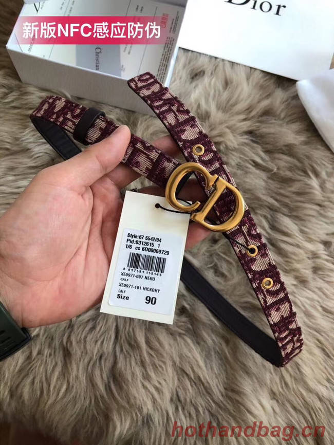 Dior Leather Belt Wide with 20mm 5361 Burgundy