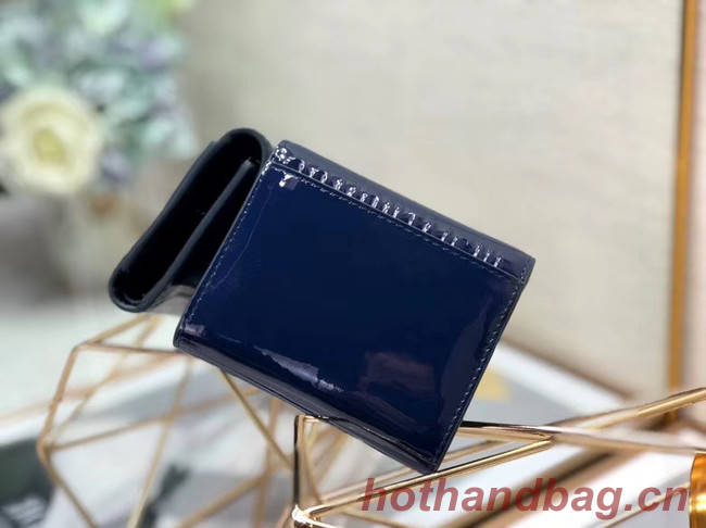 Dior MEDIUM 30 MONTAIGNE LOTUS PATENT CALFSKIN WALLET S2057 blue