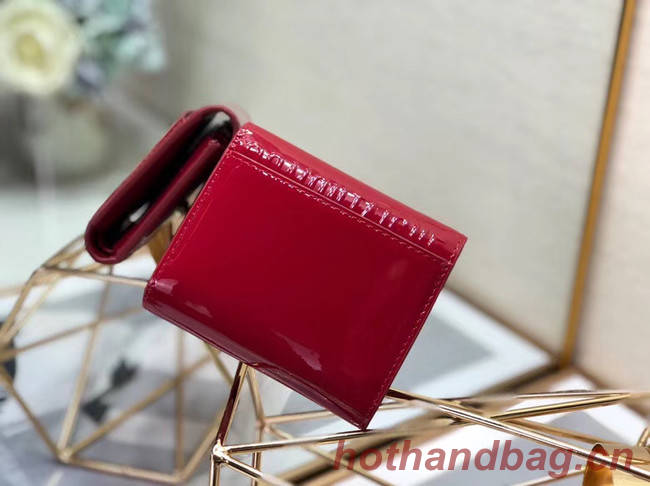 Dior MEDIUM RED 30 MONTAIGNE LOTUS PATENT CALFSKIN WALLET S2057