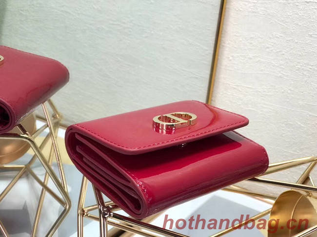 Dior MEDIUM RED 30 MONTAIGNE LOTUS PATENT CALFSKIN WALLET S2057