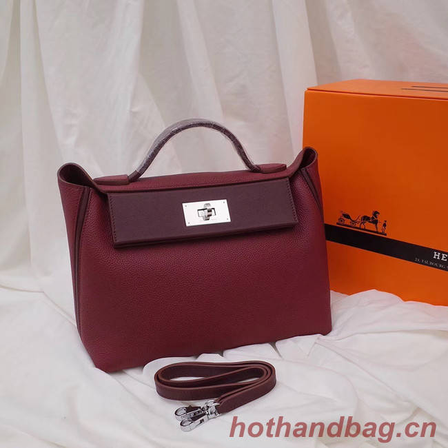 Hermes Kelly togo Leather Tote Bag H2424 Burgundy