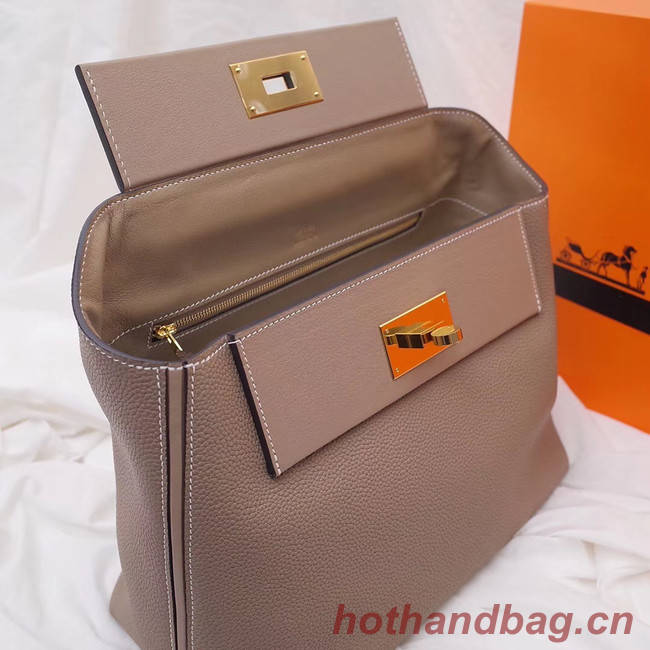 Hermes Kelly togo Leather Tote Bag H2424 grey