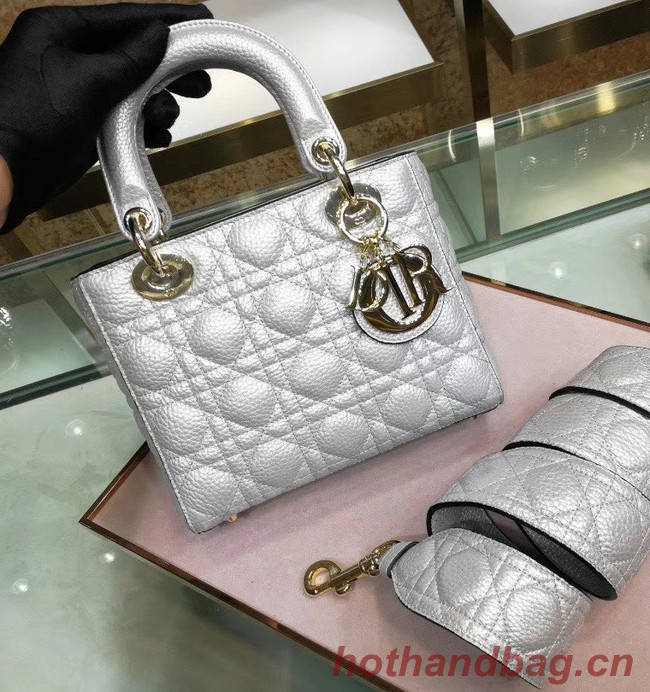 Dior MINI LADY DIOR CALFSKIN BAG M0574 Silvery white