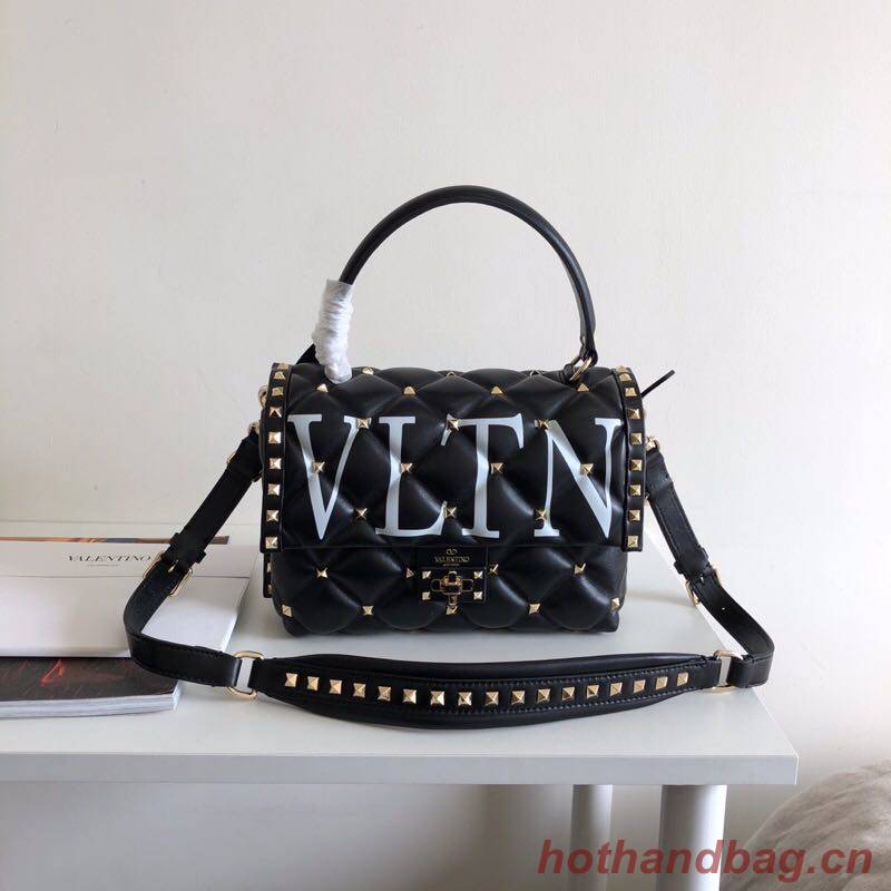 VALENTINO Candy Rockstud quilted leather shoulder bag 6020 black&white