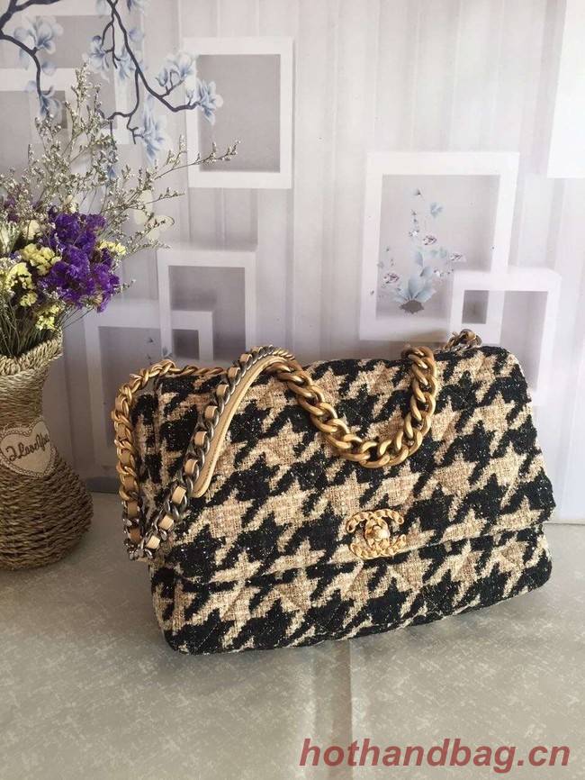 CHANEL 19 Flap Bag AS1162 apricot&black