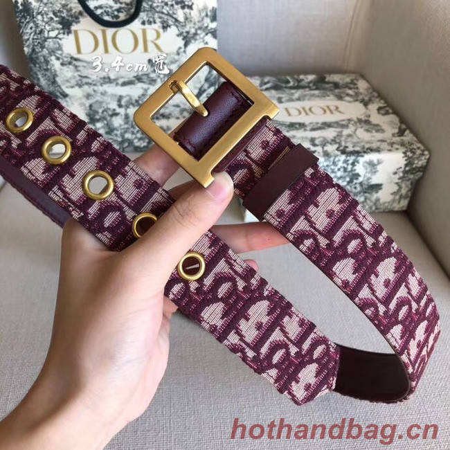 Dior Wide leather belt with 34 mm D4262 Burgundy