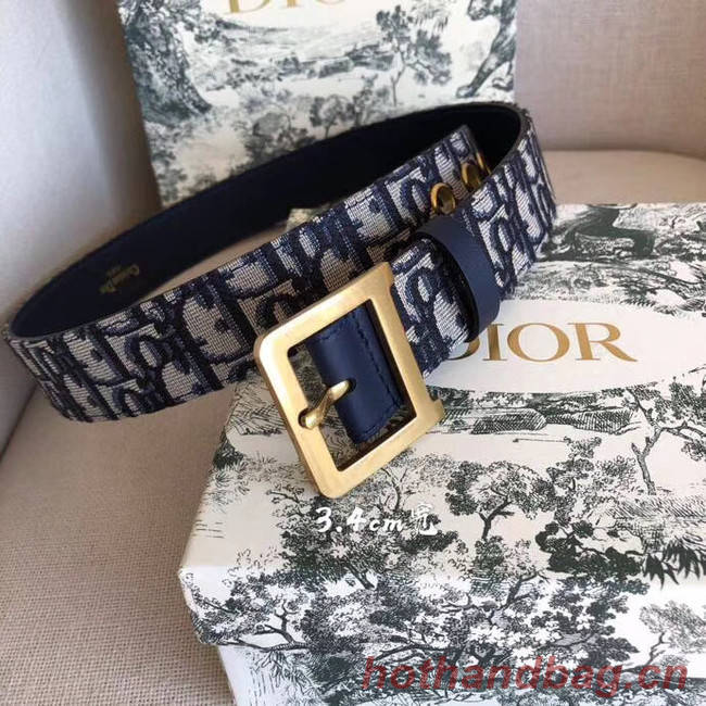 Dior Wide leather belt with 34 mm D4262 Royal Blue