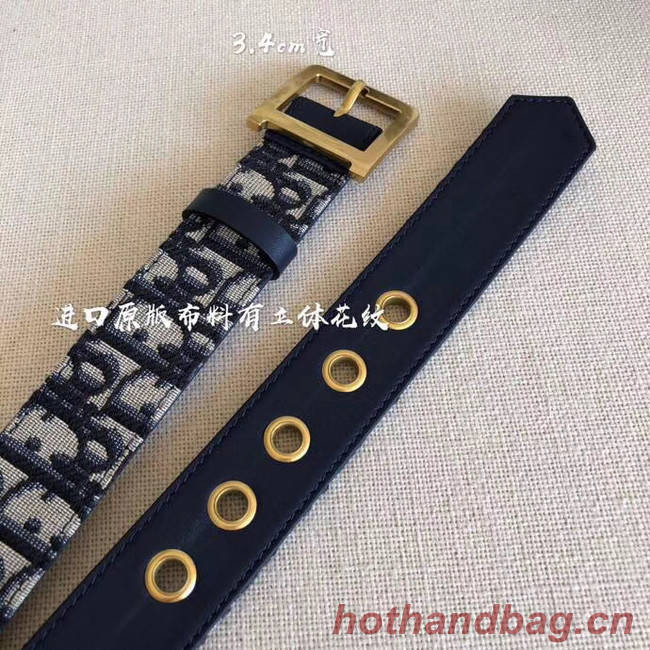 Dior Wide leather belt with 34 mm D4262 Royal Blue