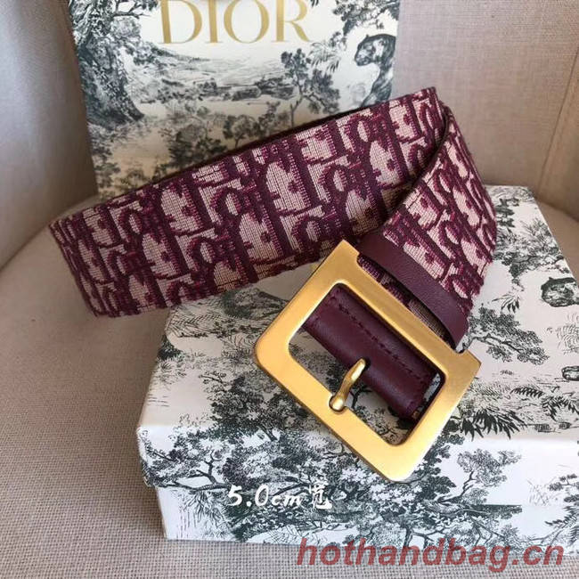 Dior Wide leather belt with 50 mm D4261 Burgundy