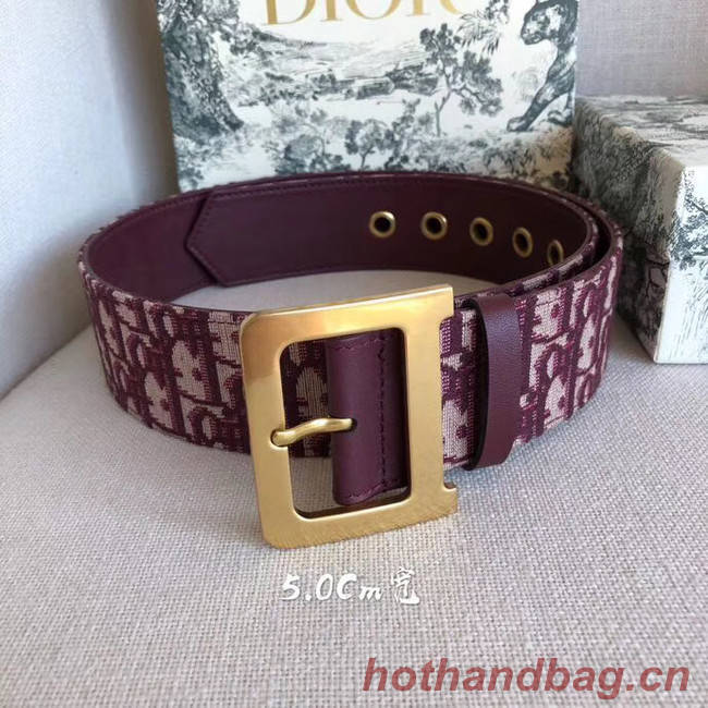 Dior Wide leather belt with 50 mm D4261 Burgundy