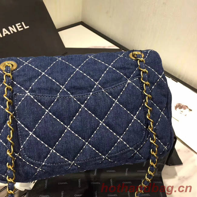 CHANEL Denim flap bag AS1328 blue