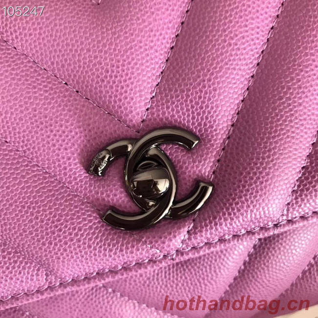 Chanel Small Flap Bag Top Handle V92990 Purplish