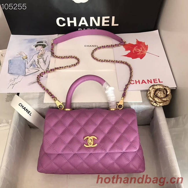 Chanel Small Flap Bag with Top Handle A92991 Purplish