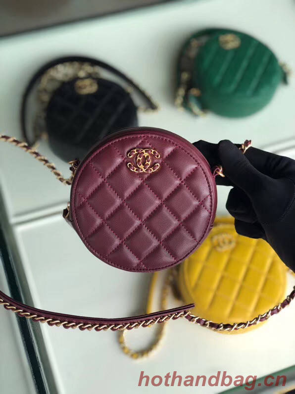 CHANEL Sheepskin Chain packet A0725 Burgundy