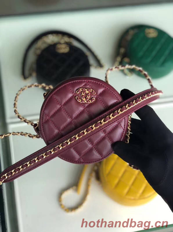 CHANEL Sheepskin Chain packet A0725 Burgundy