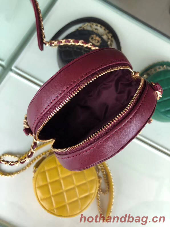 CHANEL Sheepskin Chain packet A0725 Burgundy