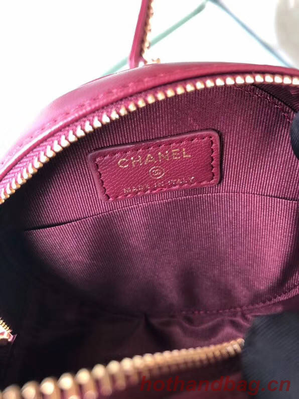 CHANEL Sheepskin Chain packet A0725 Burgundy