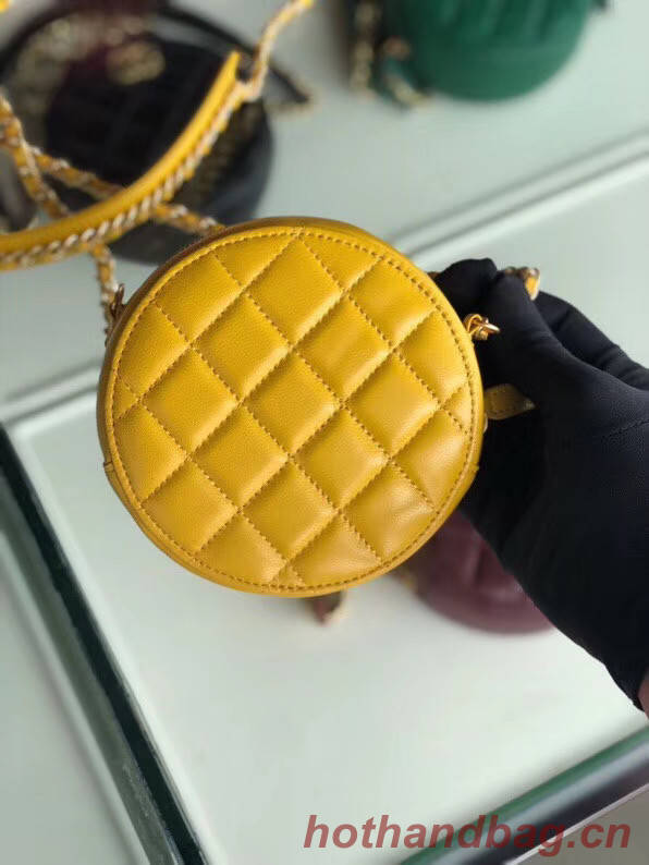 CHANEL Sheepskin Chain packet A0725 yellow