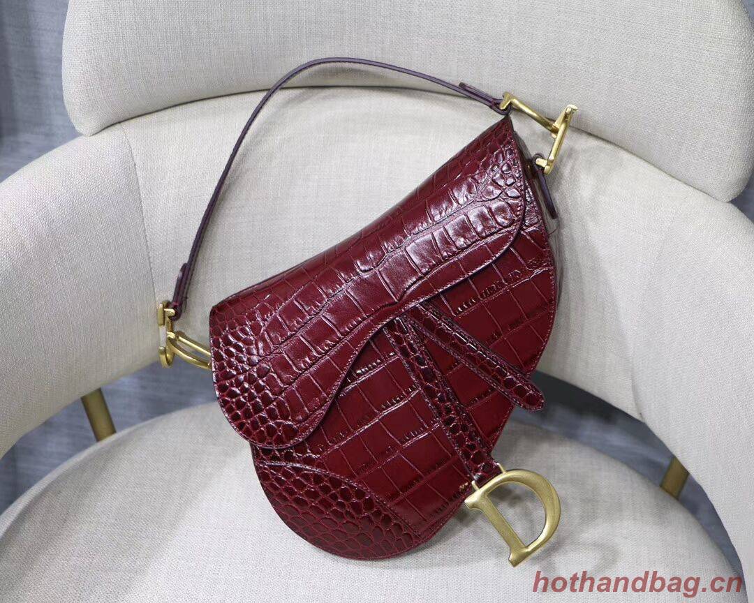 Dior SADDLE SOFT CALFSKIN BAG C9045 Burgundy