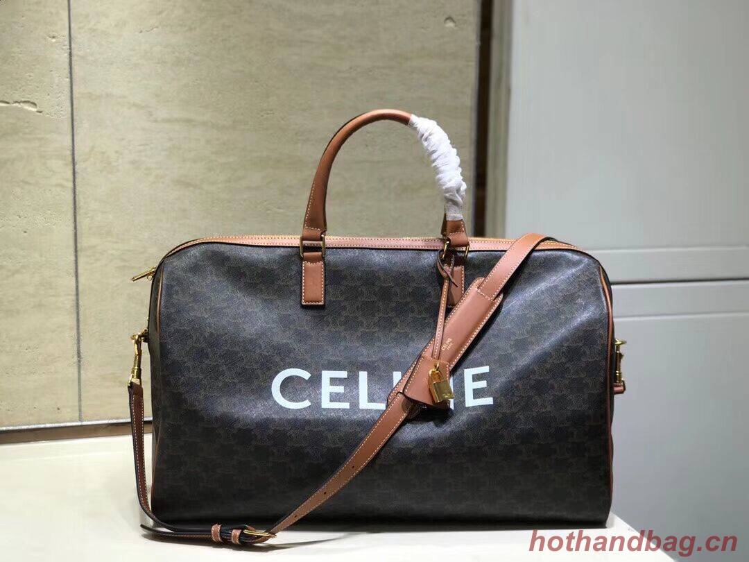 Celine LARGE VOYAGE BAG IN TRIOMPHE CANVAS 191472 tan