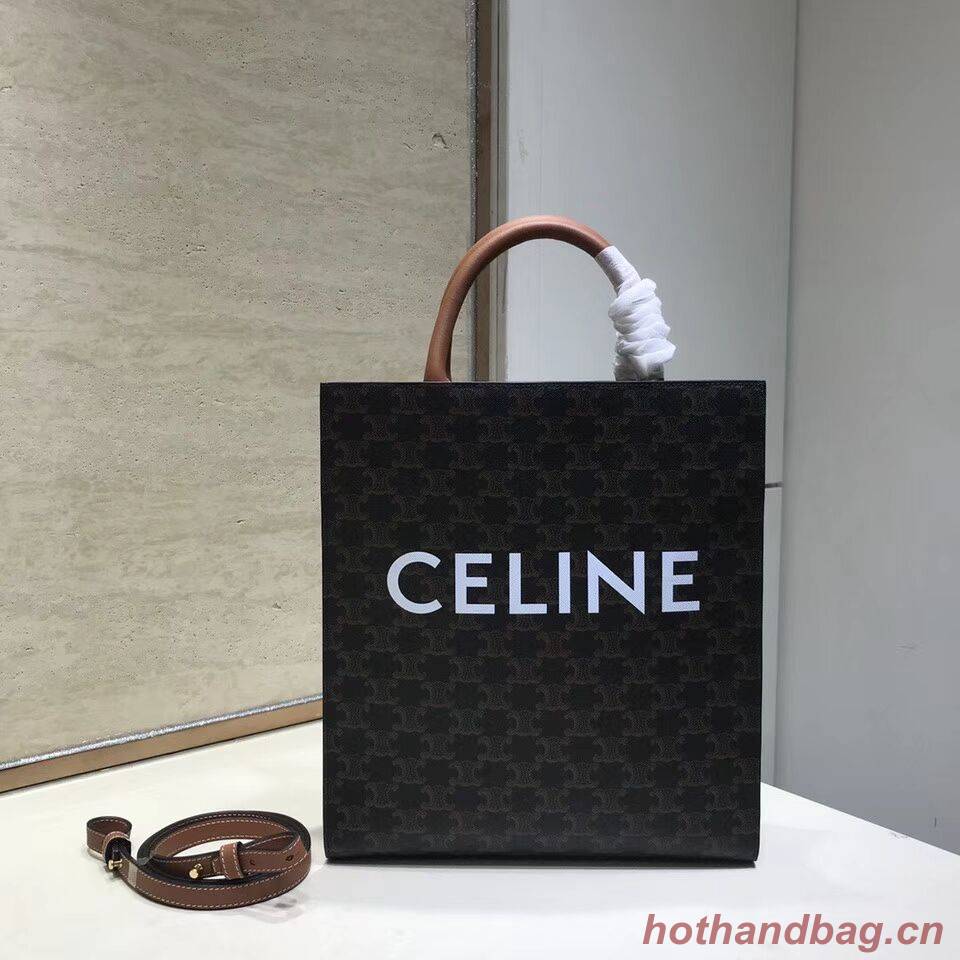 Celine SMALL CABAS VERTICAL IN TRIOMPHE CANVAS CL01542 tan