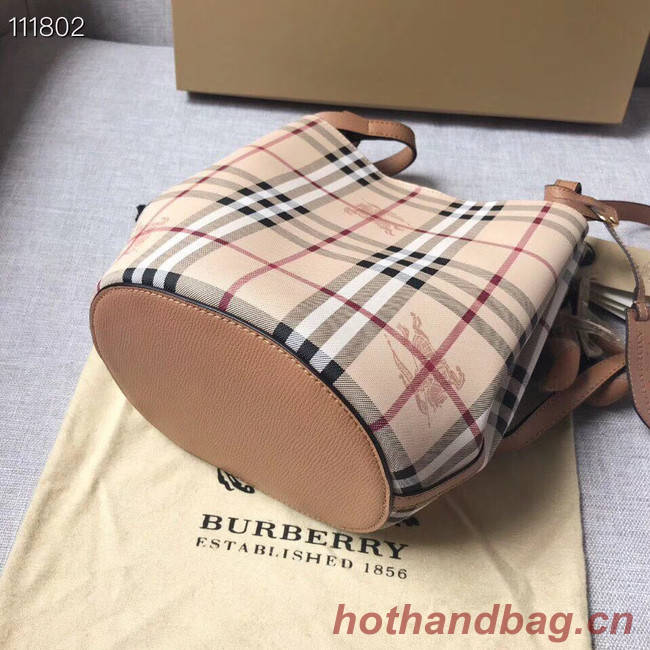 BURBERRY Banner small vintage check and leather tote Bag 1581 brown