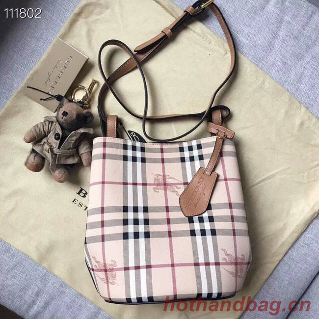 BURBERRY Banner small vintage check and leather tote Bag 1581 brown