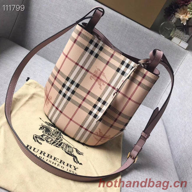 BURBERRY Banner small vintage check and leather tote Bag 1581 pink