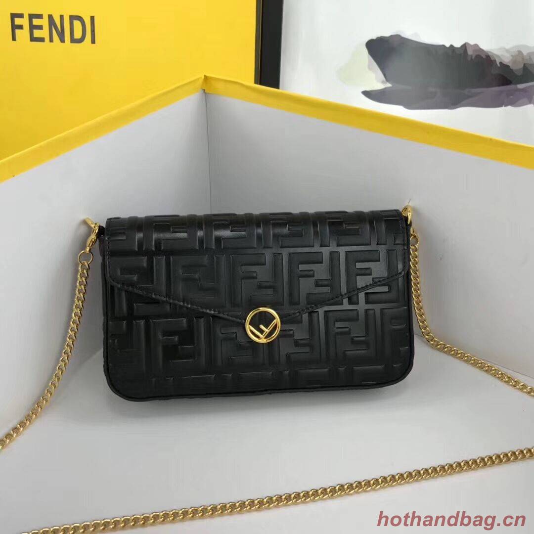 Fendi WALLET ON CHAIN WITH POUCHES leather mini-bag 8BS032 black