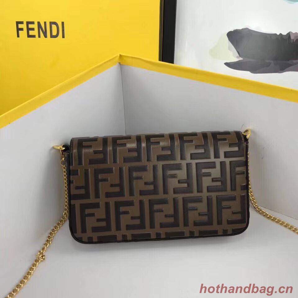 Fendi WALLET ON CHAIN WITH POUCHES leather mini-bag 8BS032 brown