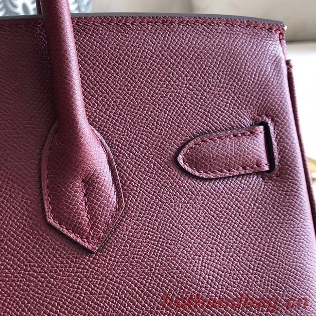 Hermes original Epsom Leather HB35O Burgundy&silver Metal