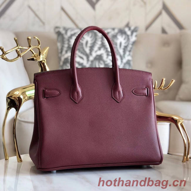 Hermes original Epsom Leather HB35O Burgundy&silver Metal