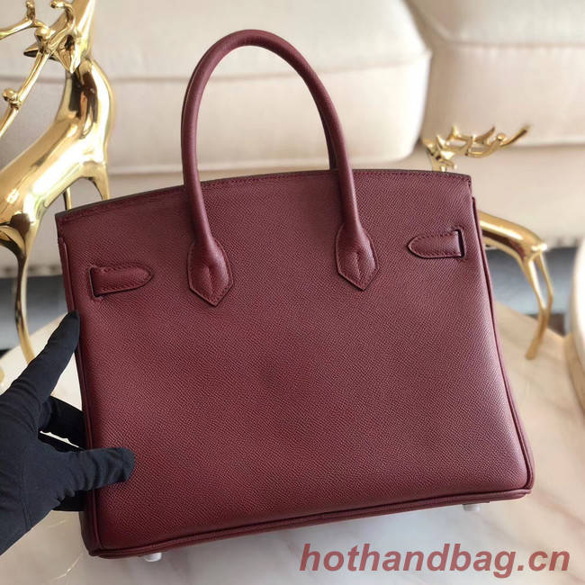 Hermes original Epsom Leather HB35O Burgundy&silver Metal