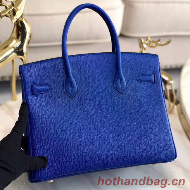 Hermes original Epsom Leather HB35O Electro optic blue&gold Metal