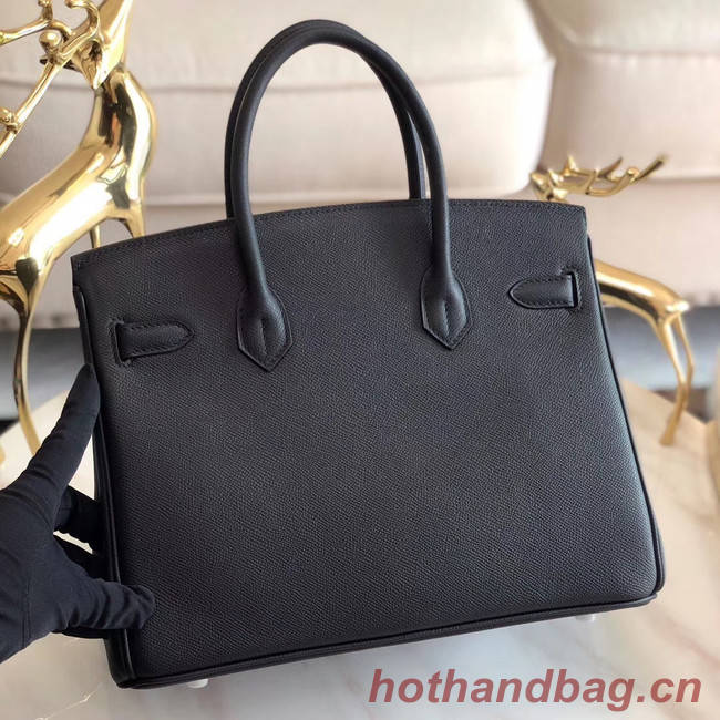 Hermes original Epsom Leather HB35O black&silver Metal