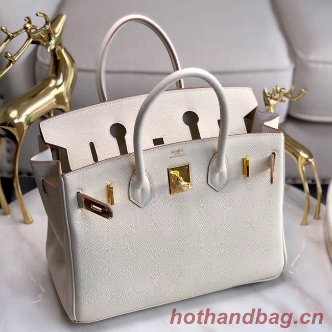 Hermes original Epsom Leather HB35O cream&gold Metal