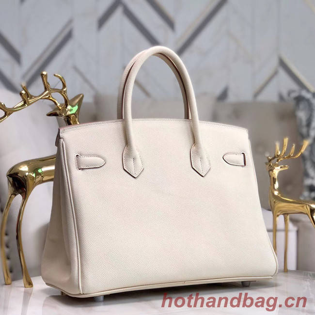 Hermes original Epsom Leather HB35O cream&silver Metal