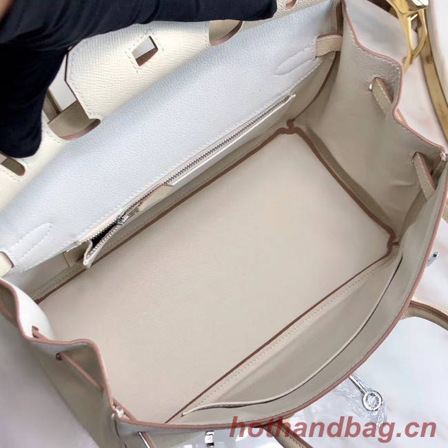 Hermes original Epsom Leather HB35O cream&silver Metal