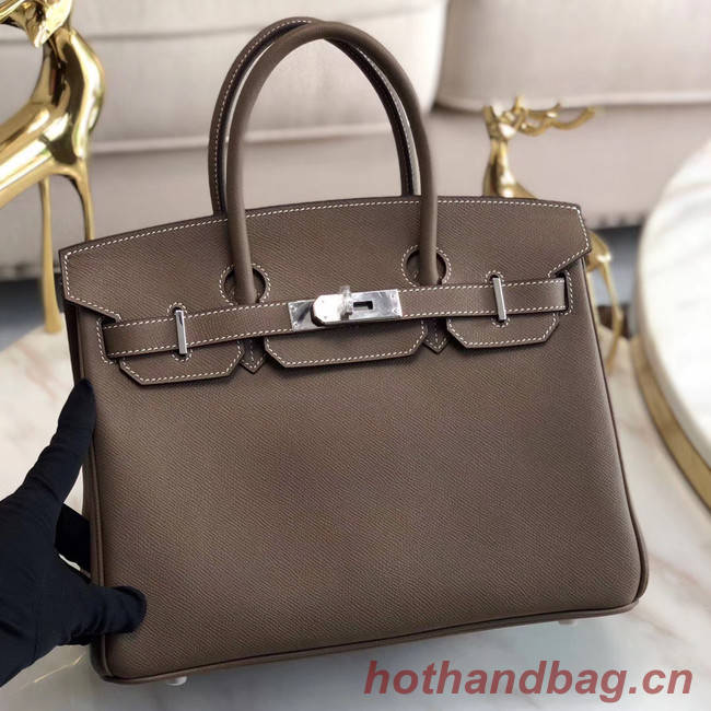 Hermes original Epsom Leather HB35O grey&silver Metal