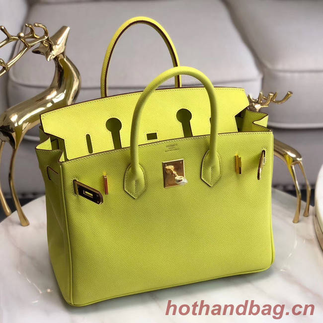 Hermes original Epsom Leather HB35O lemon&gold Metal