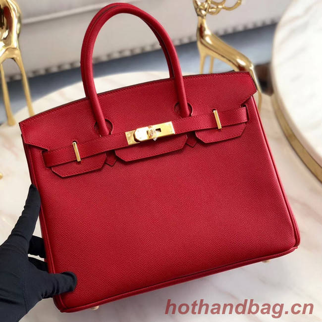 Hermes original Epsom Leather HB35O red&gold Metal