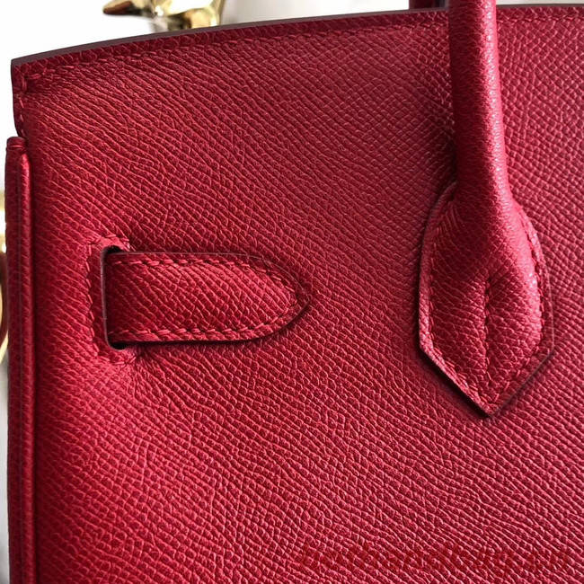 Hermes original Epsom Leather HB35O red&gold Metal