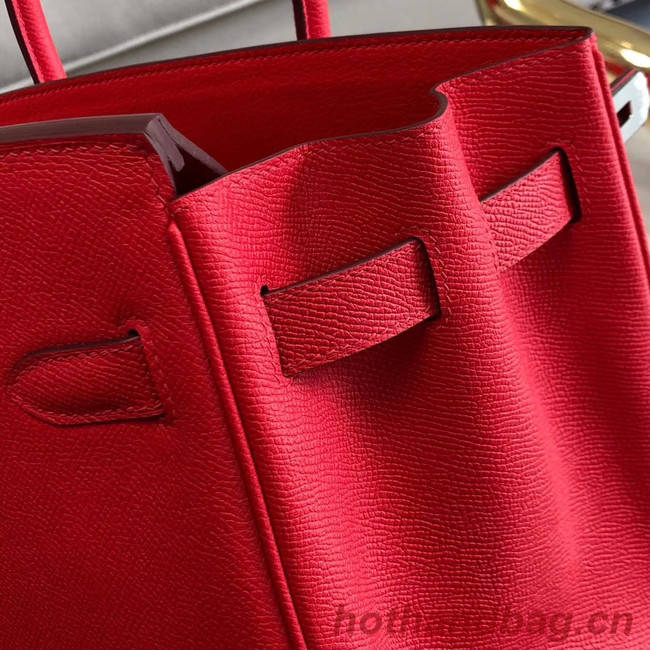 Hermes original Epsom Leather HB35O red&silver Metal