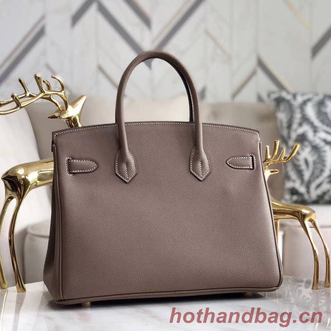 Hermes original Epsom Leather HB35O grey&gold Metal