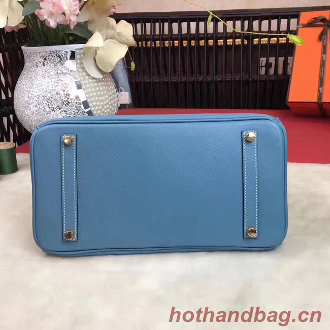 Hermes original Epsom Leather HB35O sky blue&gold Metal