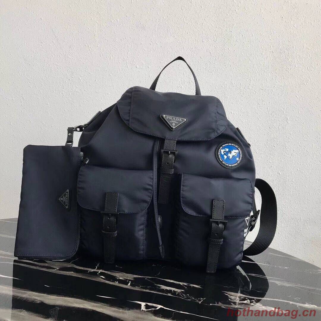 Prada Re-Nylon backpack 1BZ811 black&blue