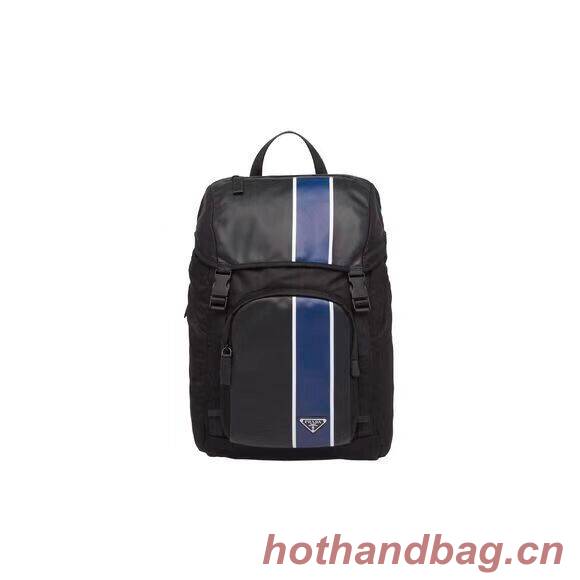 Prada Technical fabric and leather backpack 2VZ135 black&blue