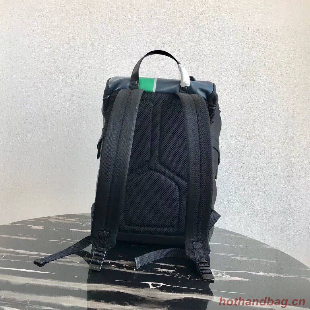 Prada Technical fabric and leather backpack 2VZ135 black&green