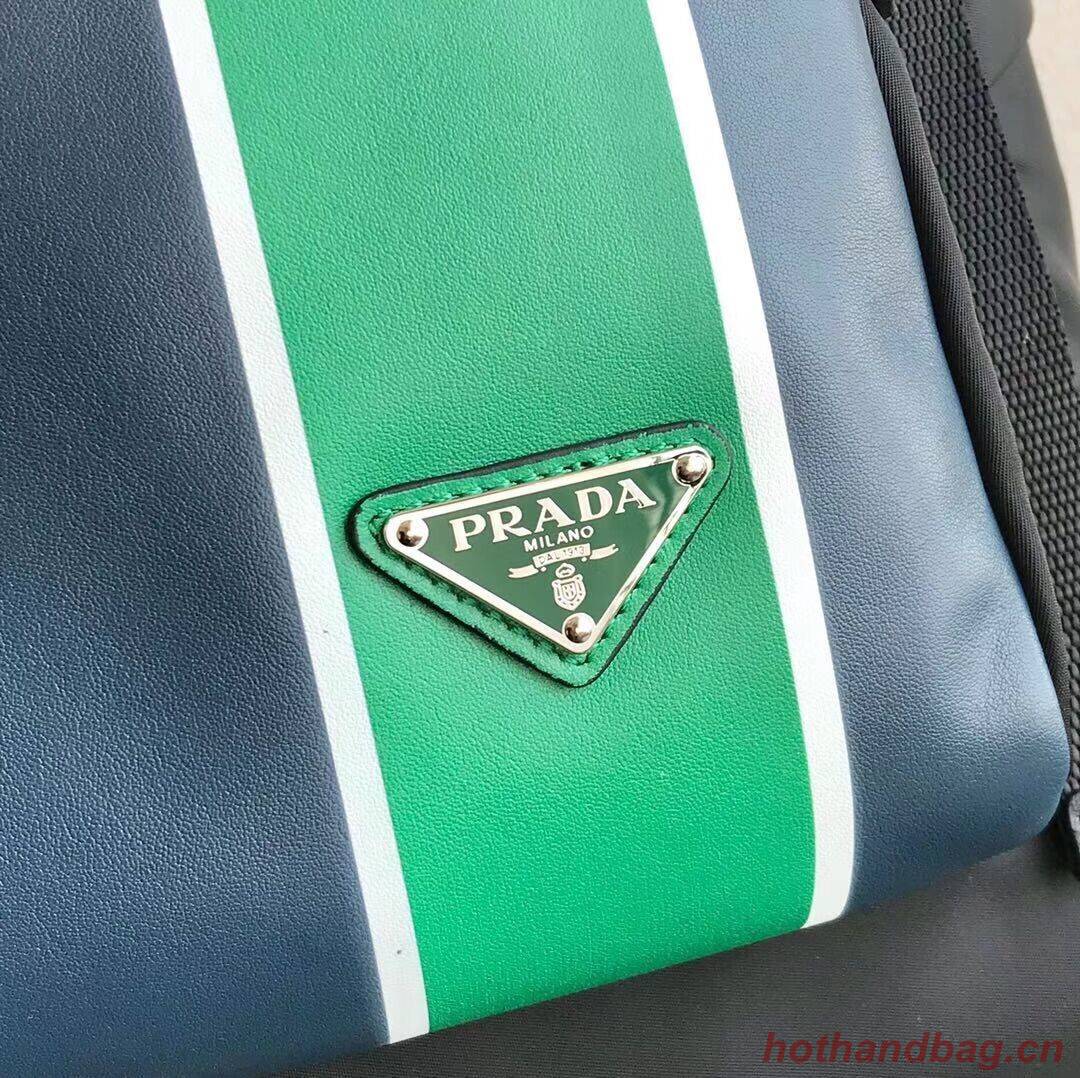 Prada Technical fabric and leather backpack 2VZ135 black&green