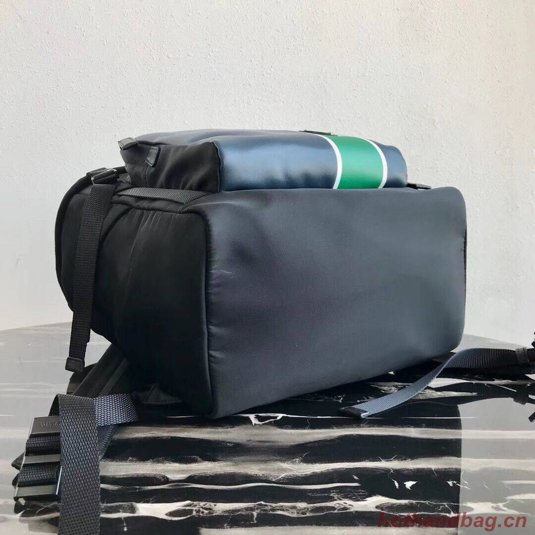 Prada Technical fabric and leather backpack 2VZ135 black&green